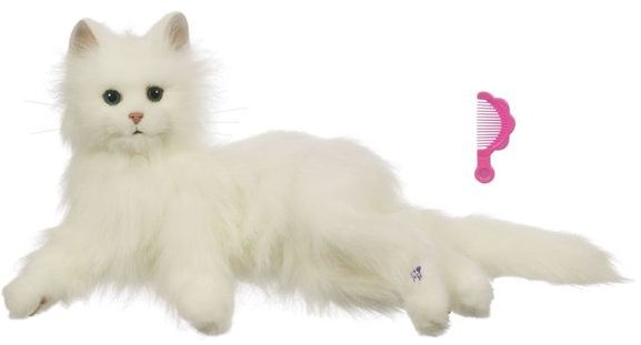 fluffy white cat toy