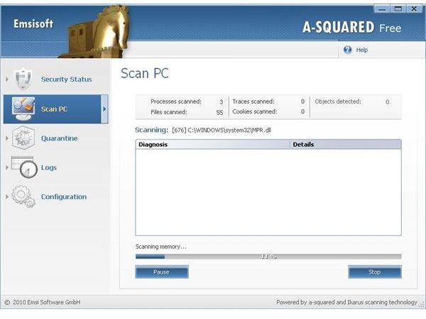 Scanning with Emsisoft&rsquo;s A-Squared software