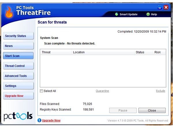 Intelli-scan or quick scan using ThreatFire