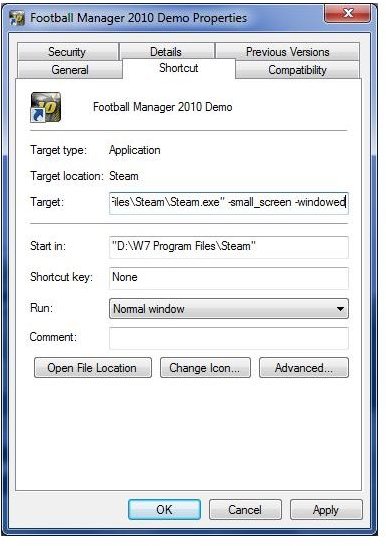 How to Run Games in Window Mode - e.g. Football Manager 2010