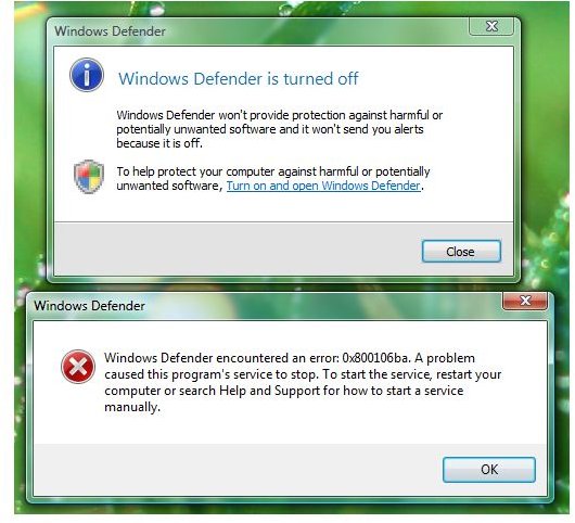 enabling windows defender