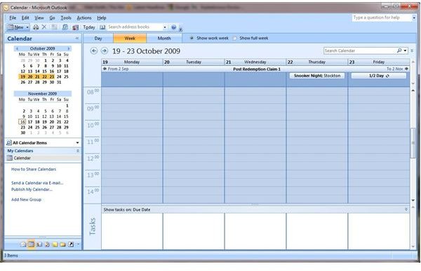 Microsoft Outlook calendar view