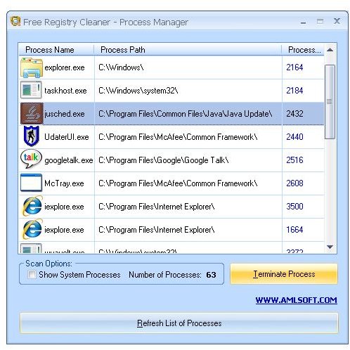 AML Registry Cleaner Process Manager