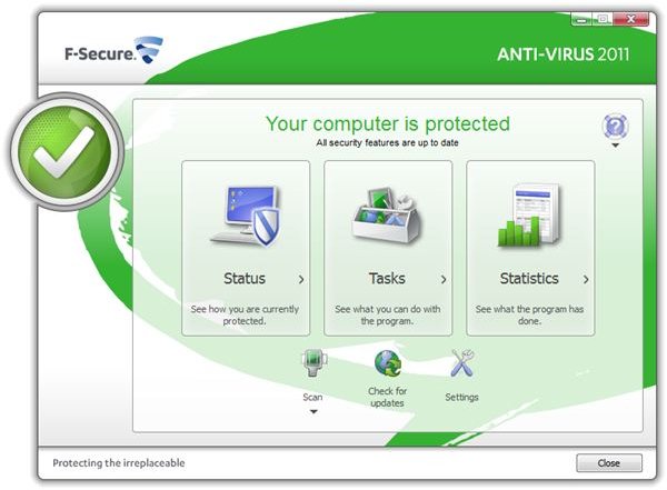 UI of F-Secure AV 2011