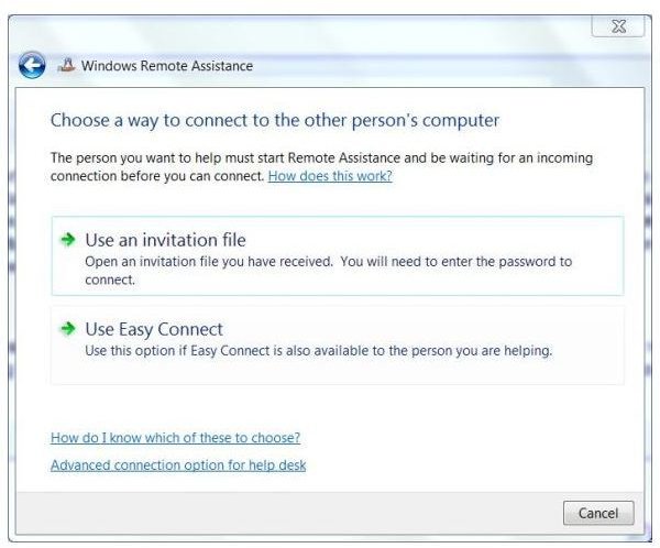 Windows 7, Offer Remote Assistance