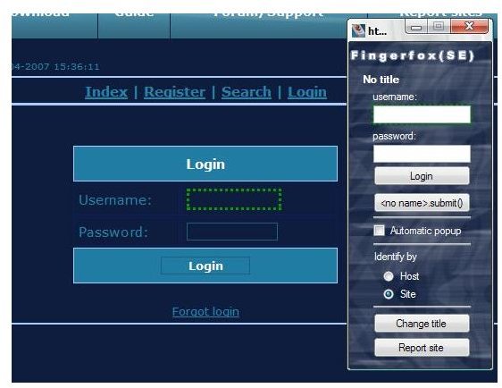 Fingerfox SE Login Window - From www.amews.net