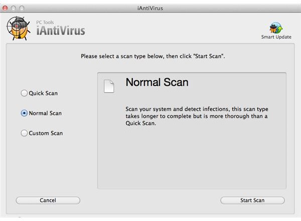 Scan Selection Screen in iAntiVirus