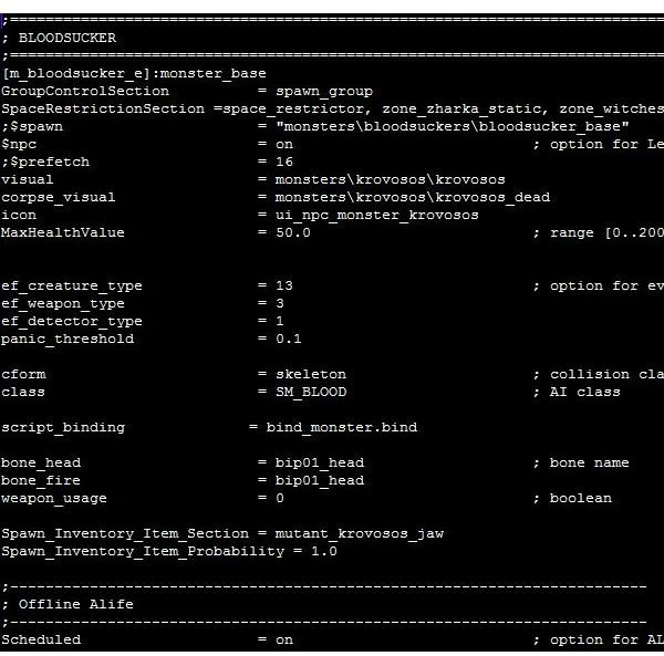 An example of a typical S.T.A.L.K.E.R. data file as viewed with Notepad++.