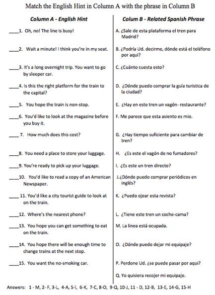 Trainstation Matching Quiz