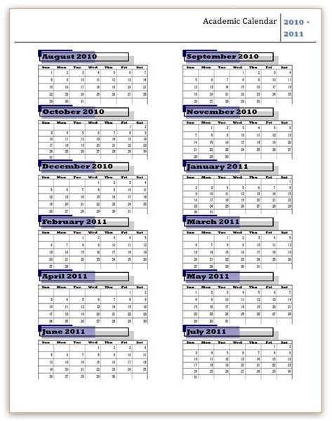 Free Yearly School Calendar Templates Master Template