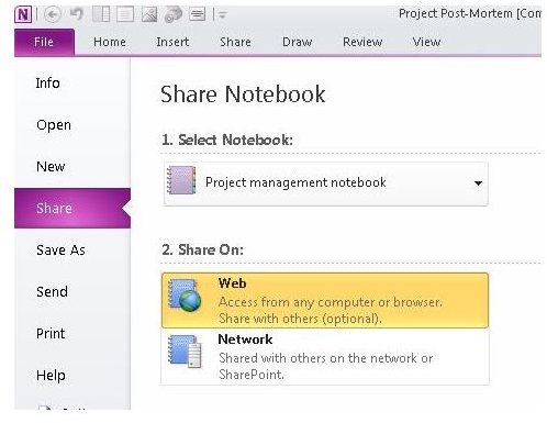 sharing notebooks in onenote