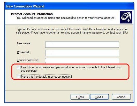 internet account information