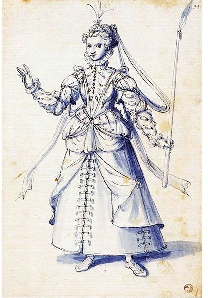 402px-Giuseppe Arcimboldo - Costume drawing of a woman with torch - WGA00898