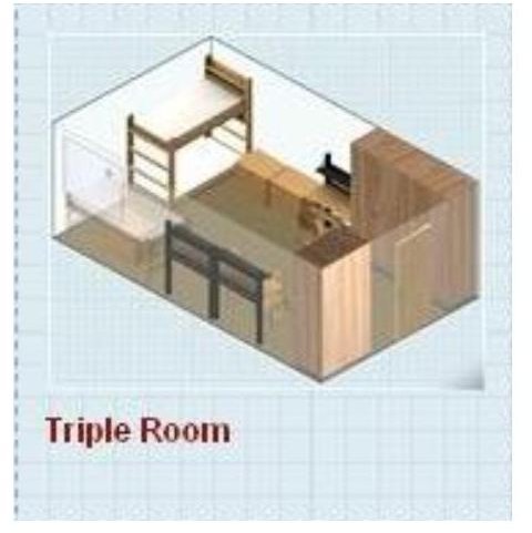 single dorm room layout