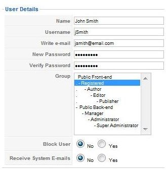 Filling in User Details