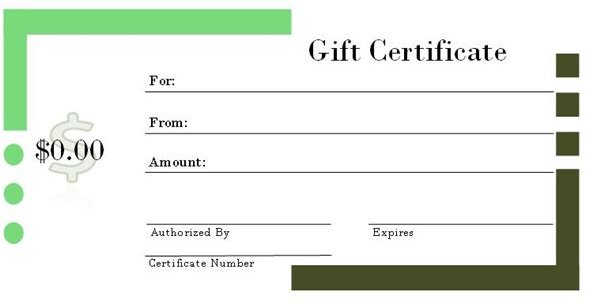 Dollar Sign Gift Certificate Template