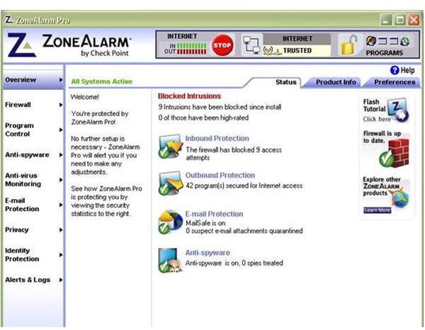 ZoneAlarm&rsquo;s Main User Interface