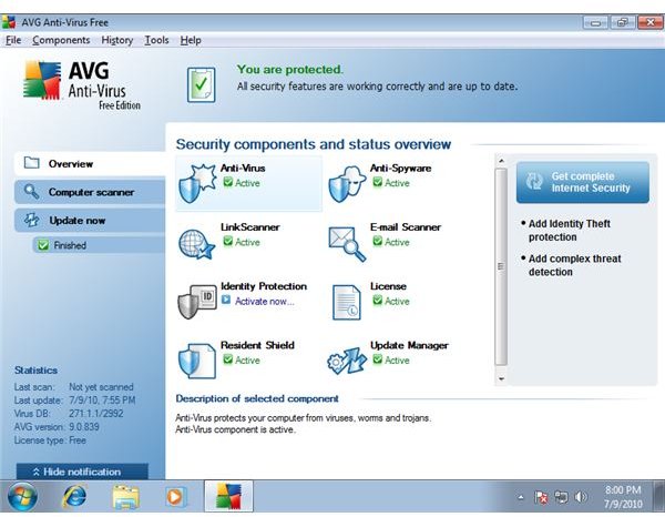 AVG Free running on Windows 7
