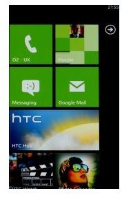 HTC Radar interface homescreen