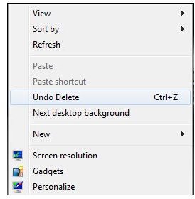 Undo Delete Option in Windows 7