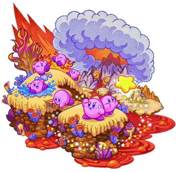 Kirby at a volcano