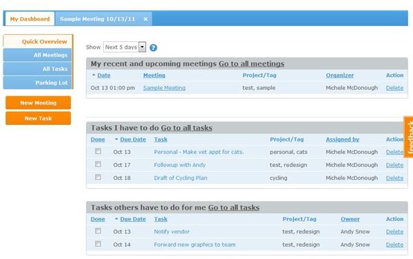 Overview on MeetingKing Dashboard