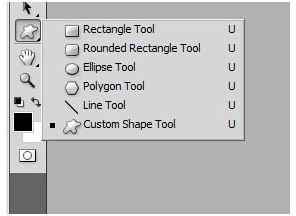 The location of the custom shape tool