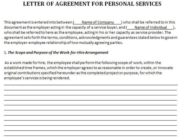 wfh letter of agreement