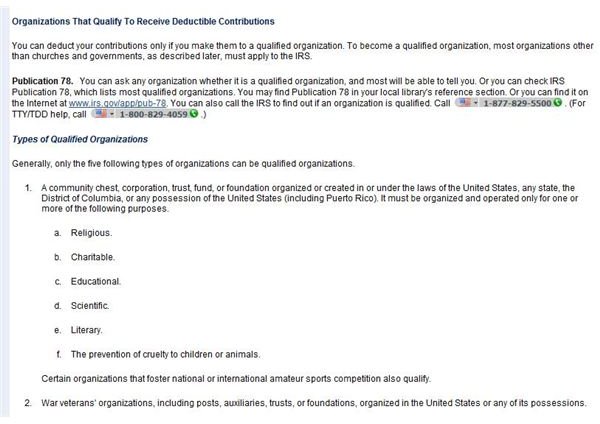 IRS Qualified Organizations