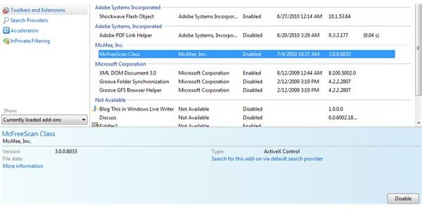 Add-on in IE by FreeScan