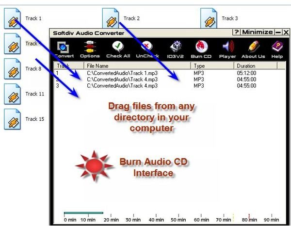 Softdiv Audio Converter Burn CD Interface