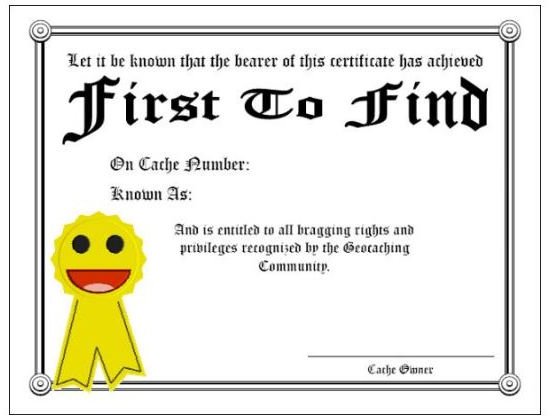 Geocache Printables: Certificate