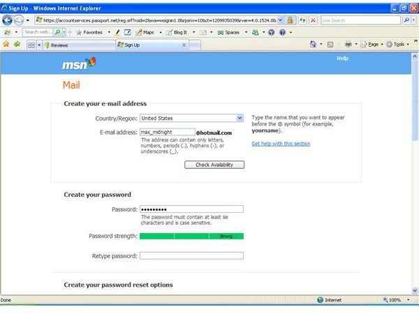 Hotmail password security