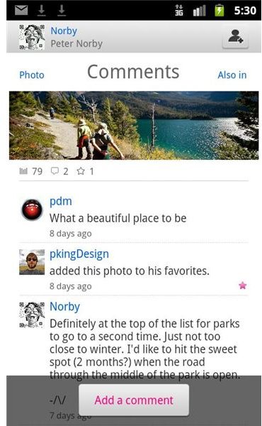 Adding comments to Flickr mobile
