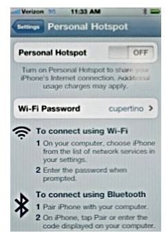 Verizon iPhone Hotspot Settings