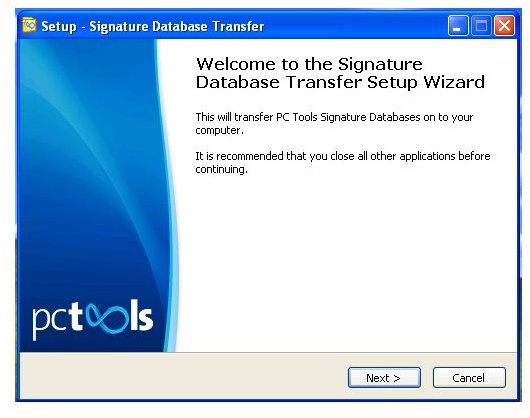 Signature Database Transfer Setup Wizard