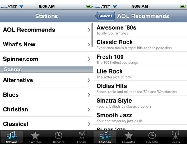 AOL radio iPhone app