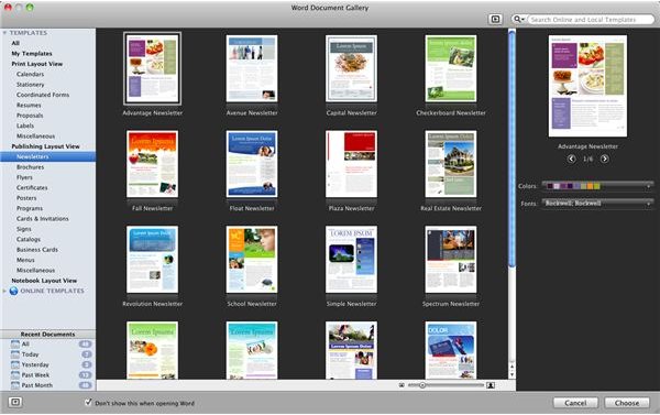 Word for Mac 2011 Newsletter Template