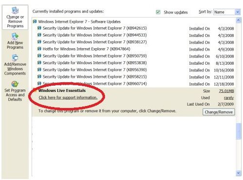 Remove Windows Live Essentials: Uninstall Windows Live Essentials