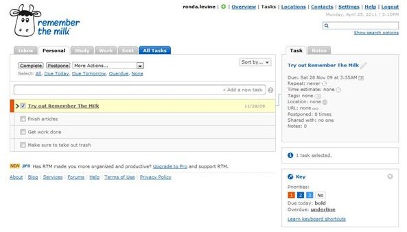 Easily track tasks with Remember the Milk