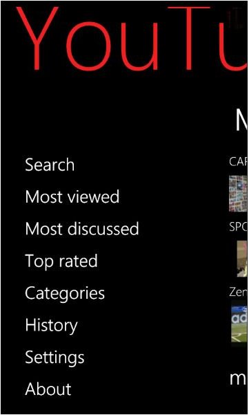 HTC YouTube app - Roundup of Windows Phone 7 YouTube Apps 