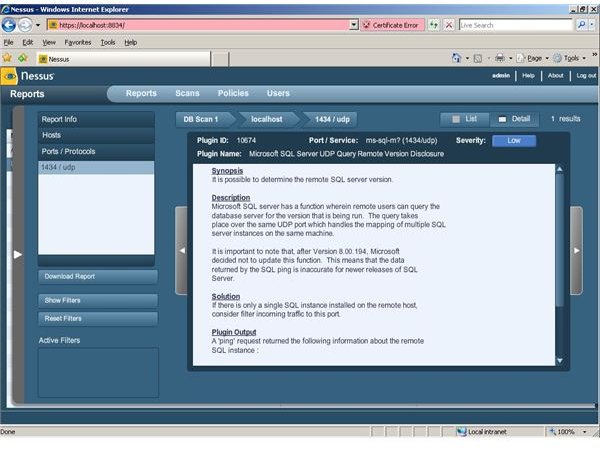 Figure 2 - Nessus - Detailed Report
