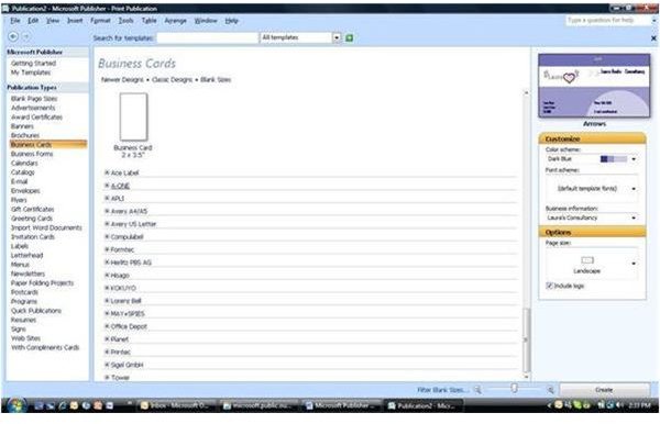 Publisher 2007 - Paper Selection