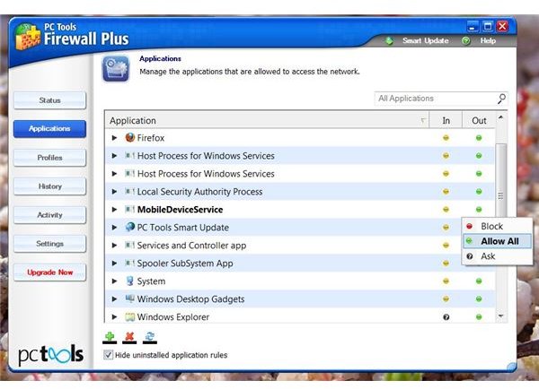 PC Tools Free Firewall Plus 7 Settings