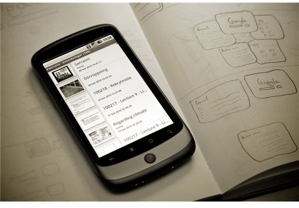 google nexus one running evernote app for android