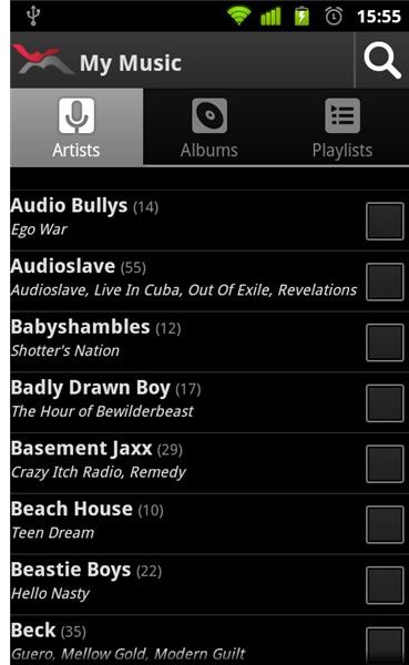 Music WithMe Synching Selection Screen