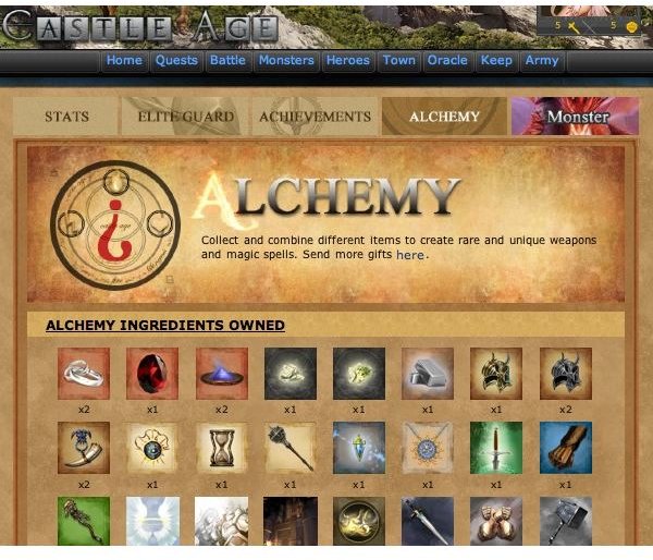 Castle Age Picture of Alchemy Page