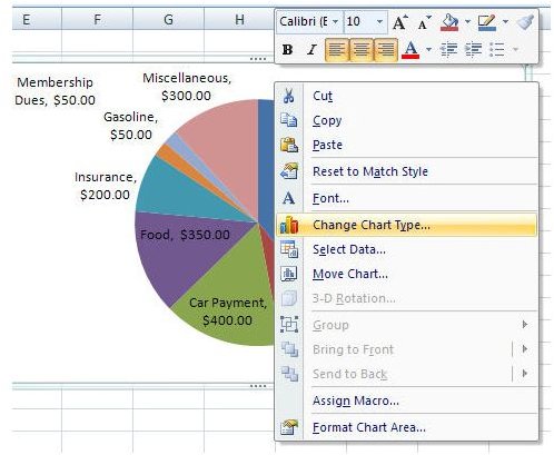 create pie chart in excel 2007