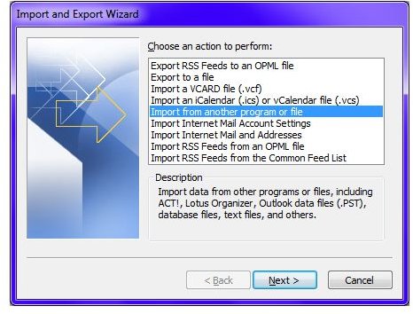 Fig 4 - Transferring Outlook New Computer - Export Import Wizard