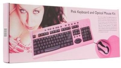 Pink keyboard and mouse